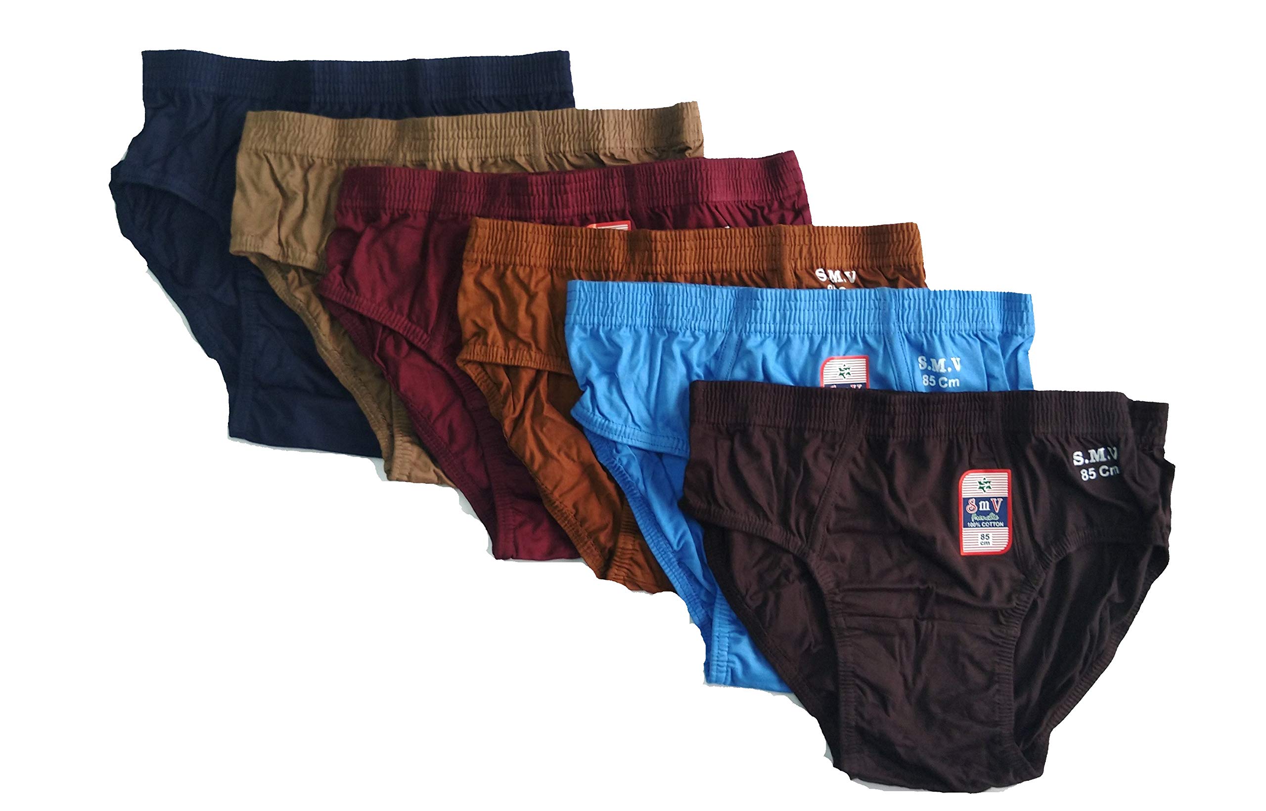 Men's Briefs 100% Cotton Inner Elastic (Pack of 6)