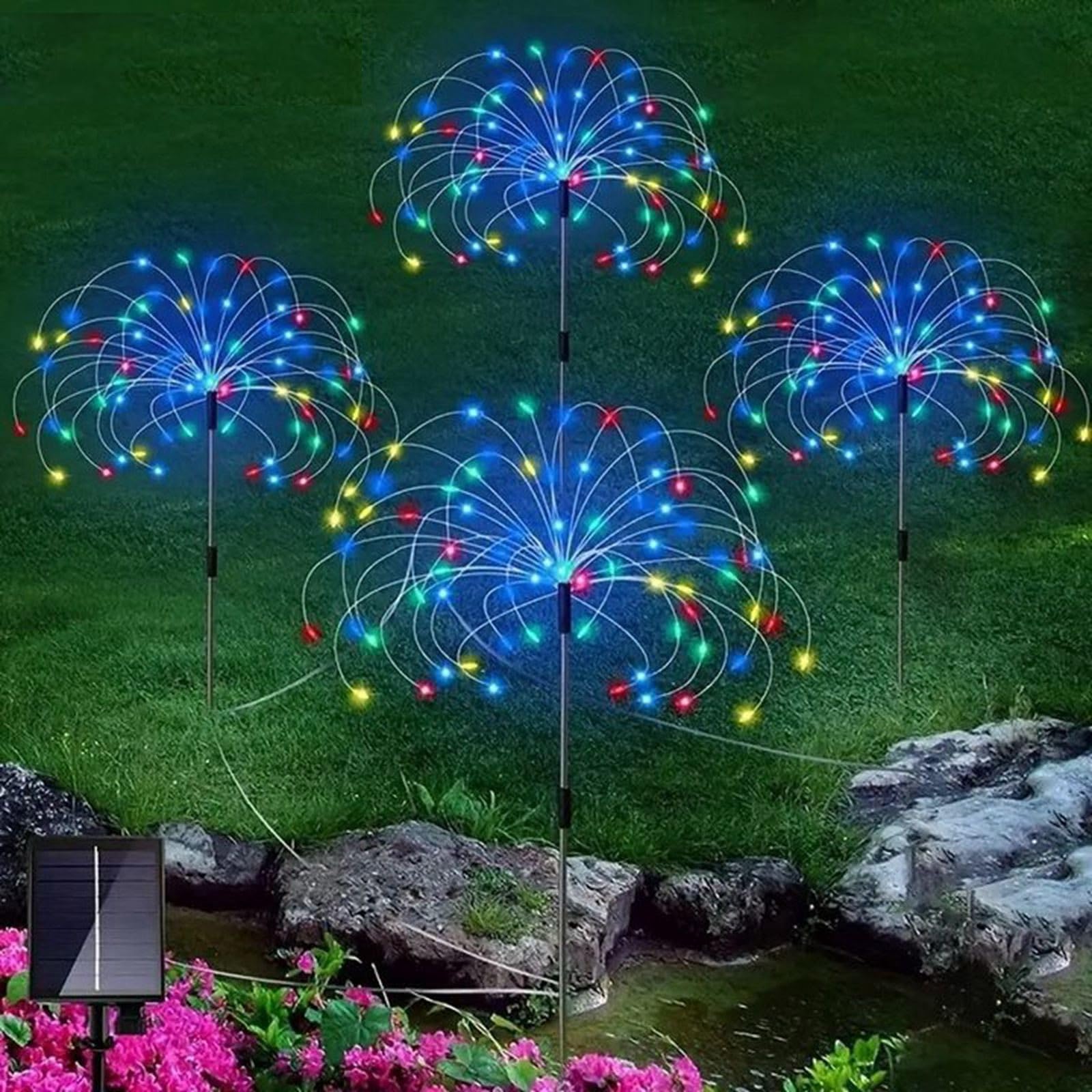 Twinkling Firework Outside Solar Lights Waterproof Firework Solar Stake Lights 2025 New Outside Light Fairy Decor for Yard