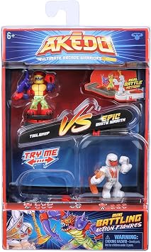 Giochi Preziosi Akedo Tail Whip VS Epic White Wraith Complete Game Set to Start Battle, 2 Akedo Warriors and 2 Controllers Included for Children from 6 Years AKE01500 Precious Games, Multi-coloured