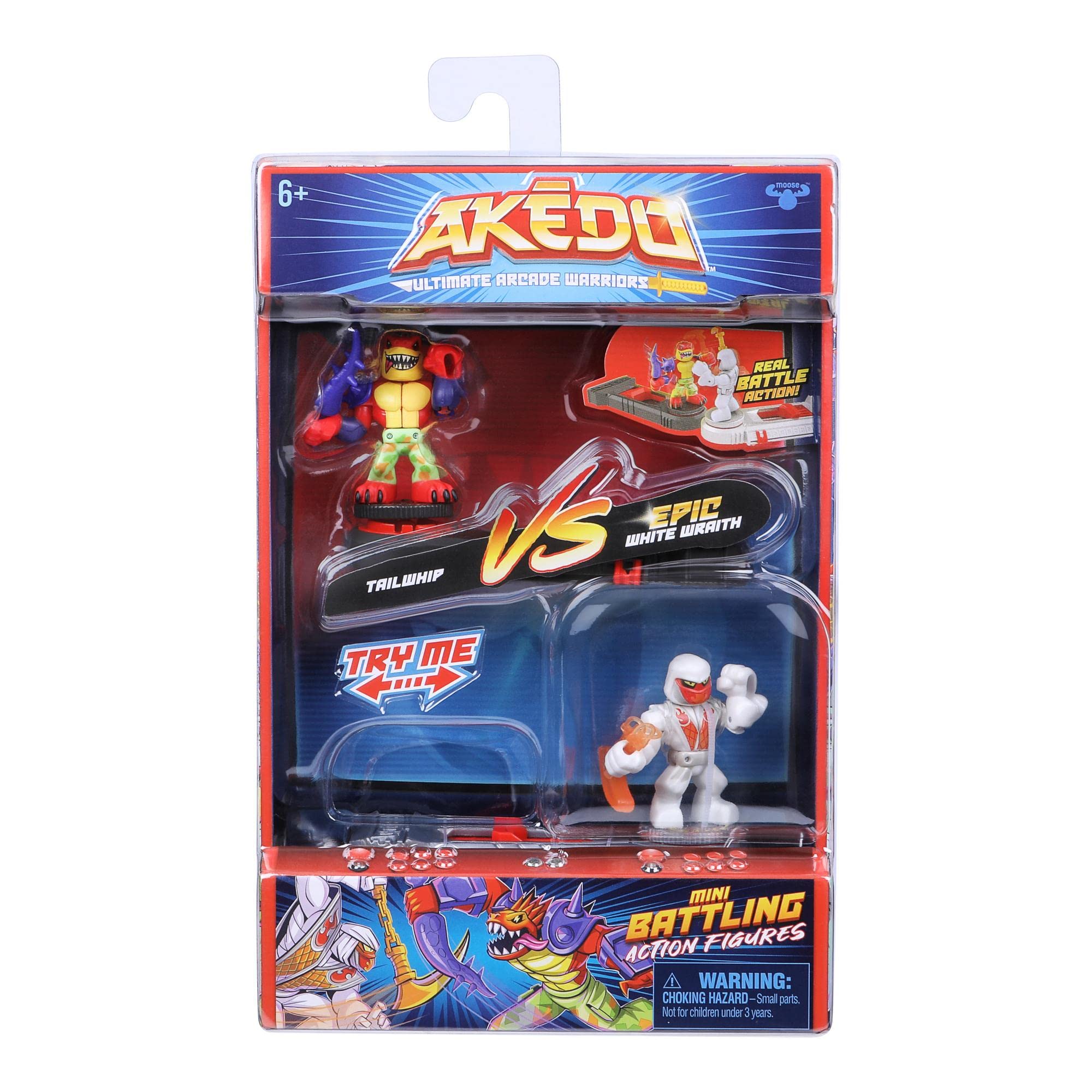 Giochi Preziosi Akedo Tail Whip VS Epic White Wraith Complete Game Set to Start Battle, 2 Akedo Warriors and 2 Controllers Included for Children from 6 Years AKE01500 Precious Games, Multi-coloured