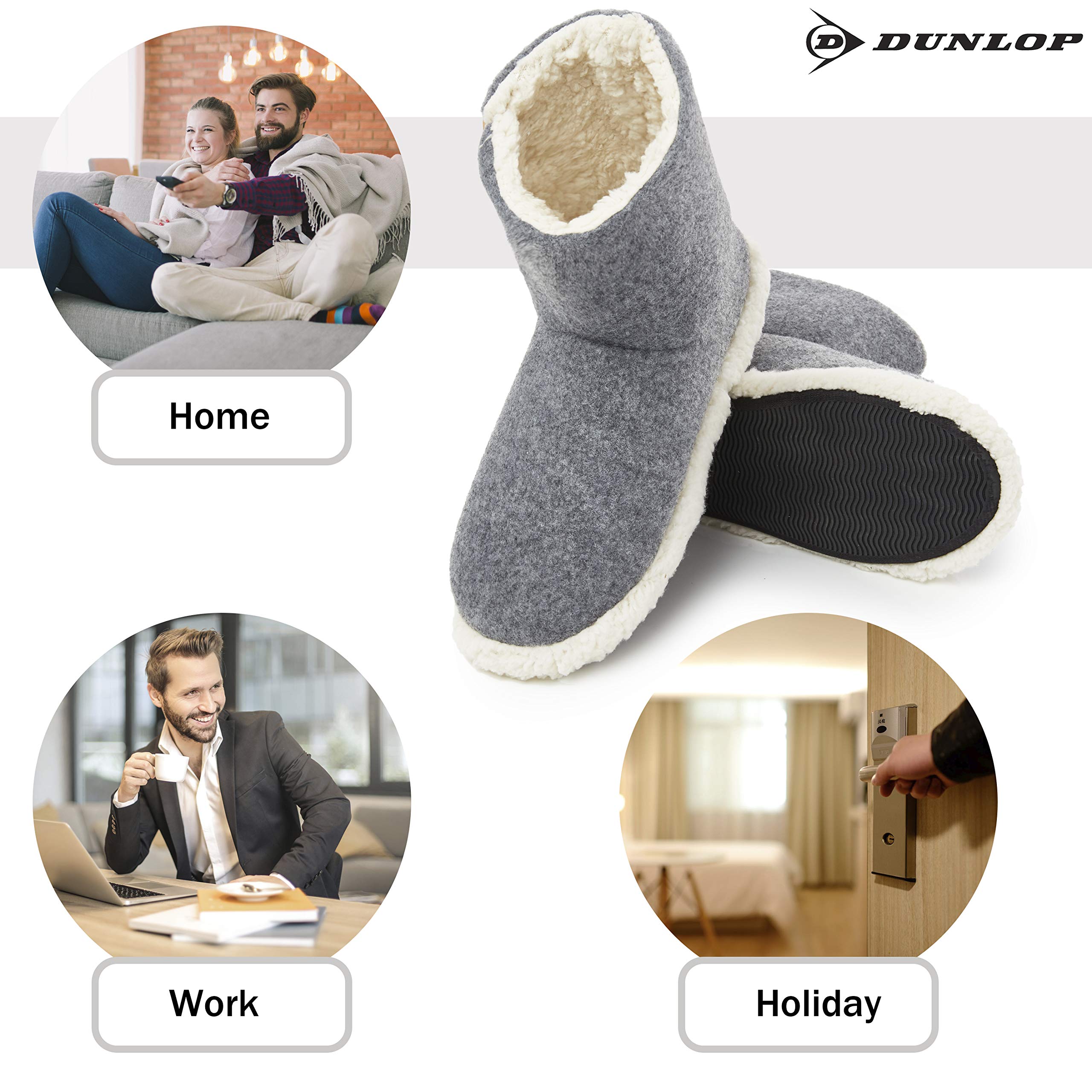DUNLOP Pantofole Uomo a Stivaletto Invernali Peluche da Casa Ciabatte Memory Foam Antiscivolo 41-46