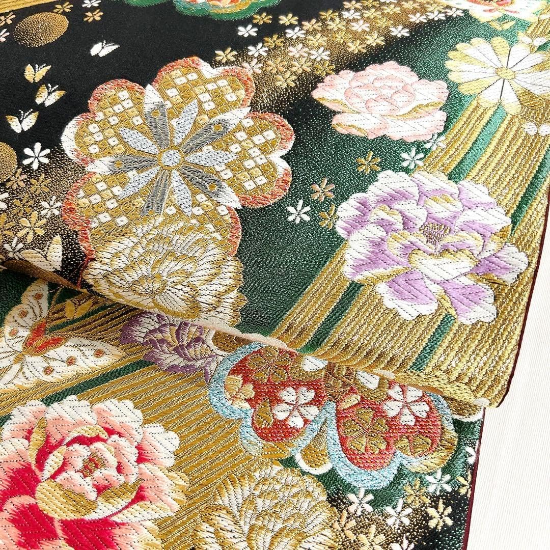 袋帯　振袖帯　花　蝶　金糸　着物　帯　009k 袋帯 振袖帯 花 蝶 金糸 着物 帯 009k 【公式通販】