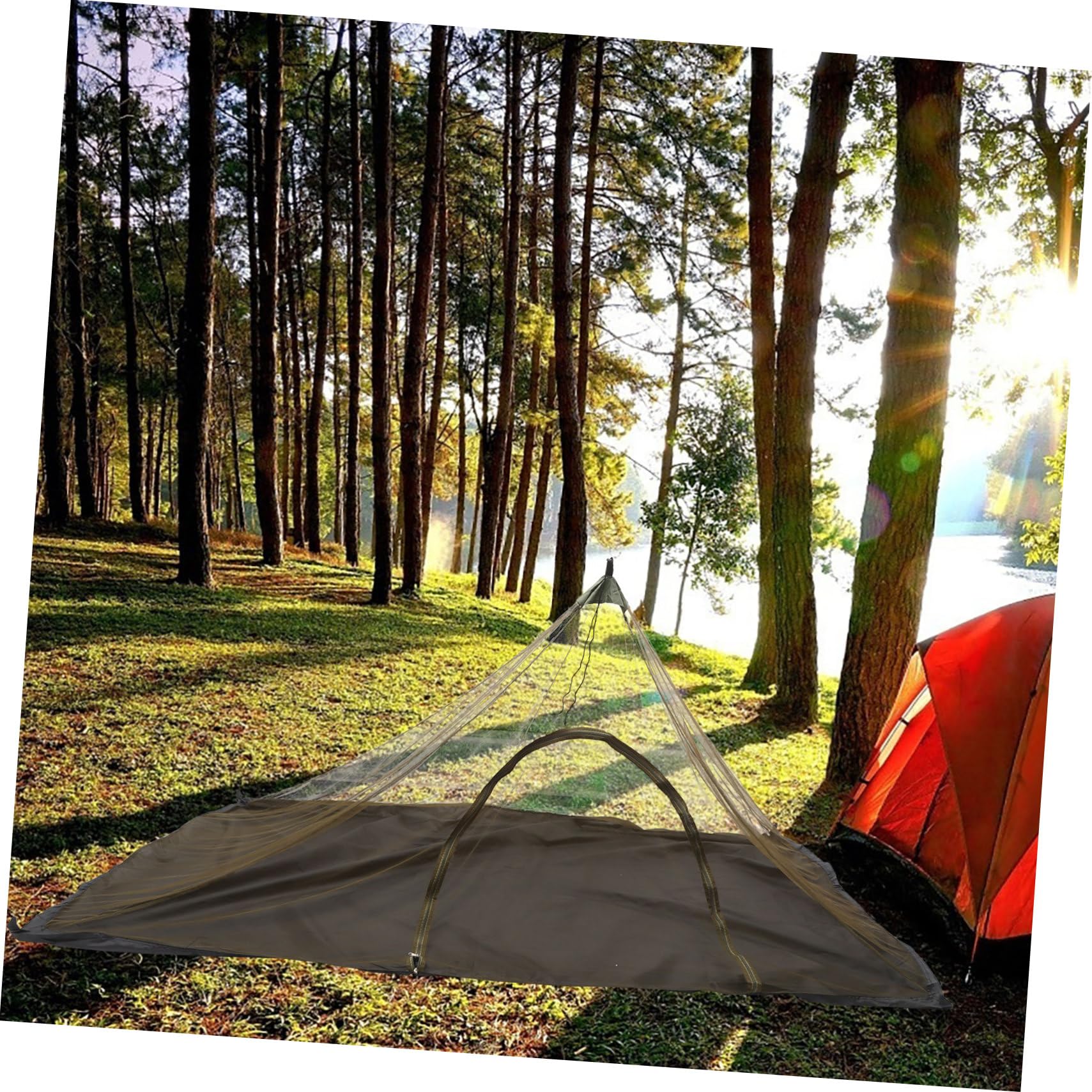 Mikinona Mosquitera Individual para Camping con Puerta de Malla Ligera y Portátil Protectora para Senderismo Pesca y Actividades