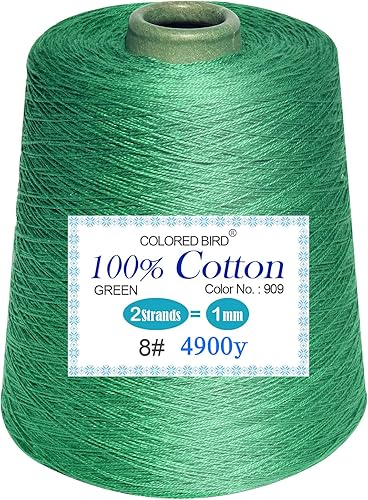 colored bird Talla 8 Hilo de ganchillo, hilo de algodón, 17.64oz por cono, negro