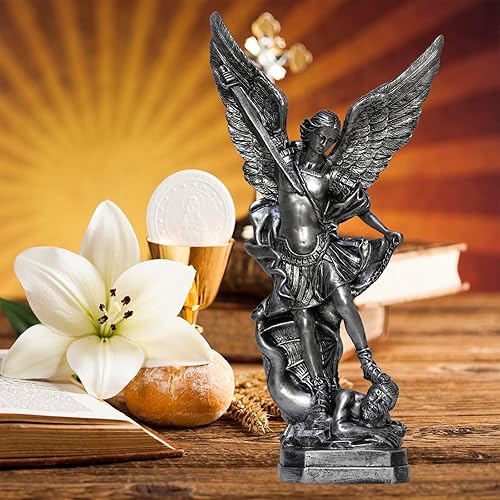 Miniatura 6 de SAINWORDS Estatua de San Miguel Arcángel de 12.5 pulgadas San Miguel Arcángel Estatua de San Arcángel Miguel Religioso Coleccionable Ángel de