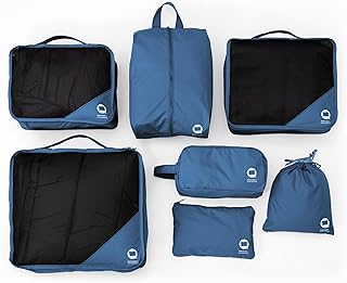 Hauptstadtkoffer - Packhilfe Organizer-Set 7 tlg. Koffer-Packtaschen RipStop wasserfest Suitcase Packing Bags for Travel Packwürfel Backpacking, Darkblue