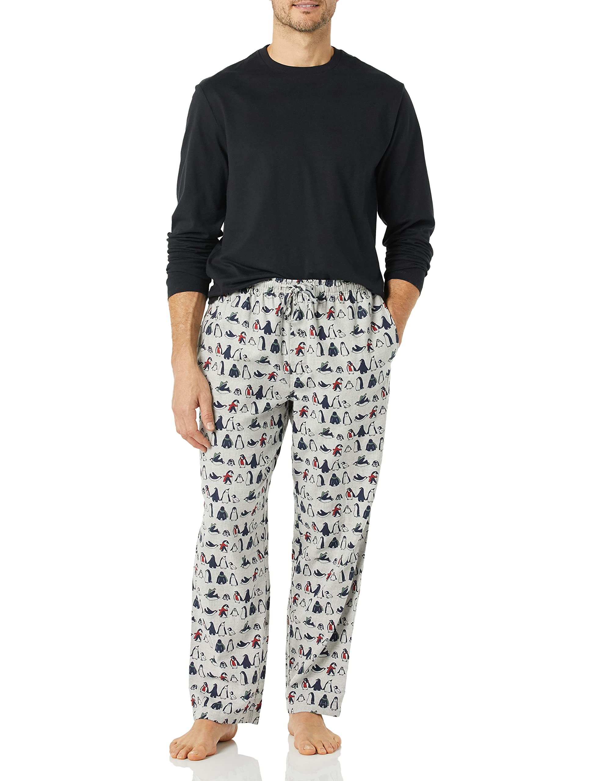 Amazon Essentials Completo Pigiama con Pantaloni e Maglia a Maniche Lunghe in Flanella Uomo