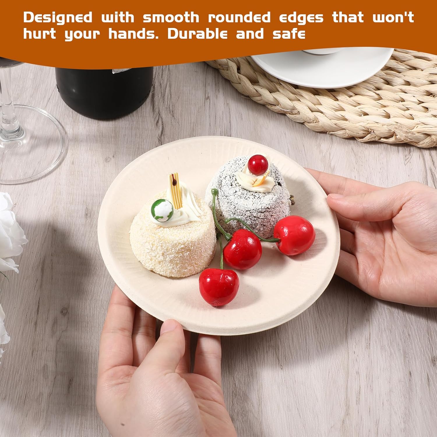 6" Disposable Paper Plates, 500Pcs Thickened Round Paperplates Unbleached Dinnerware for Appetizer, Dessert, Cake, Foodware, Events, Activities, Crafts Projects, Party Supplies