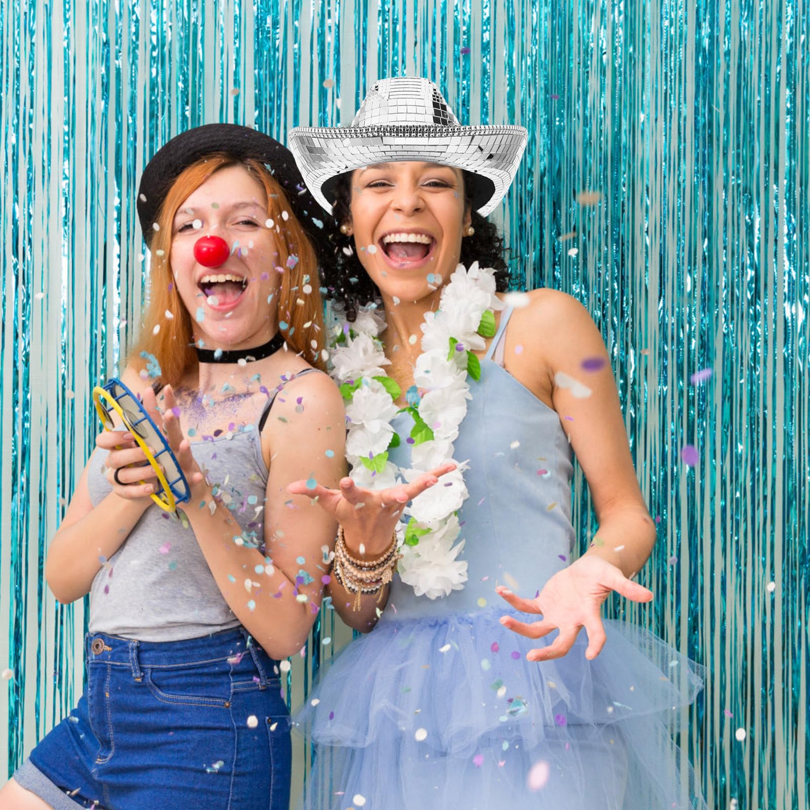 GLEAVI Chapeau de Cowboy Scintillant à Paillettes Argentées, Taille Unique, Accessoire Western pour Cosplay et Festivals de Musique Unisexe
