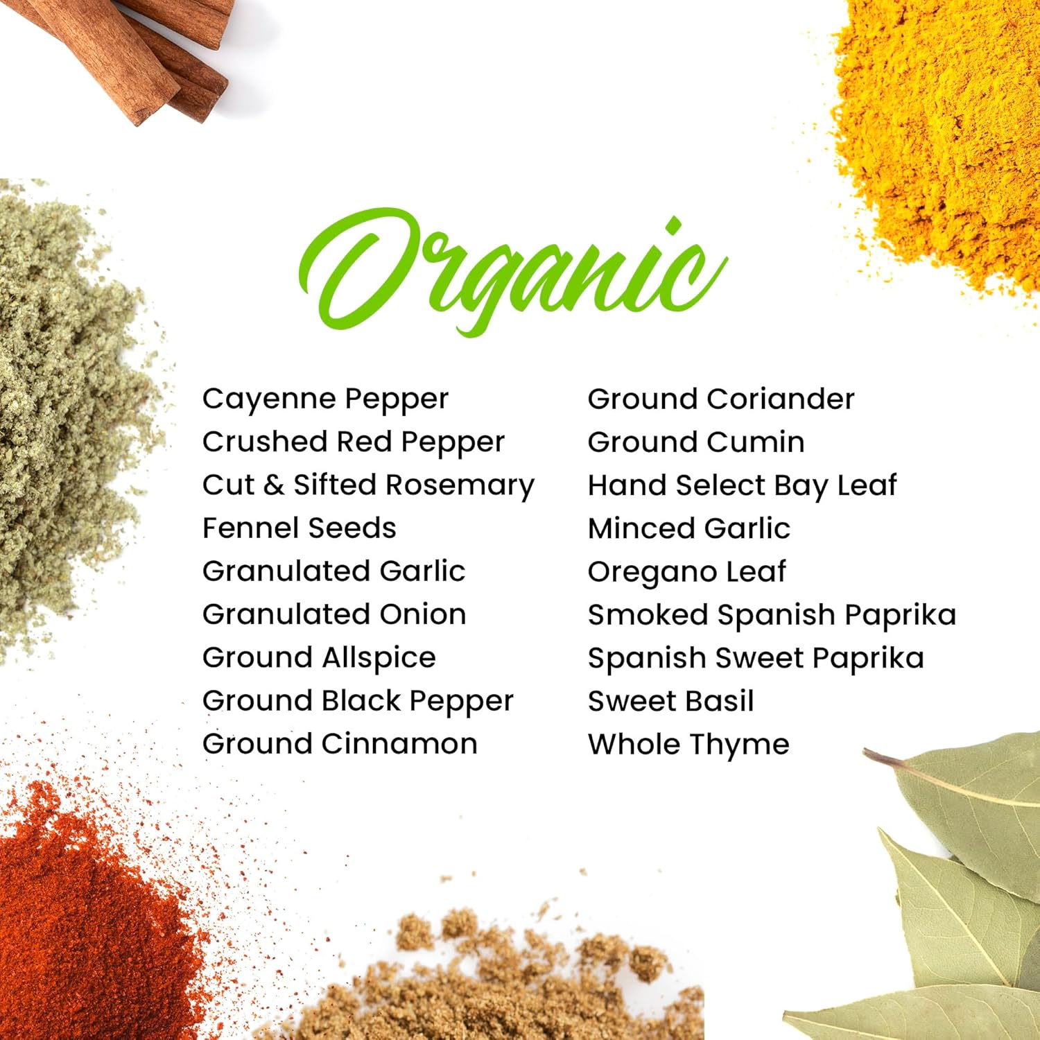 The Spice Lab Complete Organic Spices and Seasonings Set - 18 Jar Spice Kit Variety Pack - Complete Starter Set Great BBQ, Grilling and Gift Sets - Ultimate Culinary Cooking Spices Set