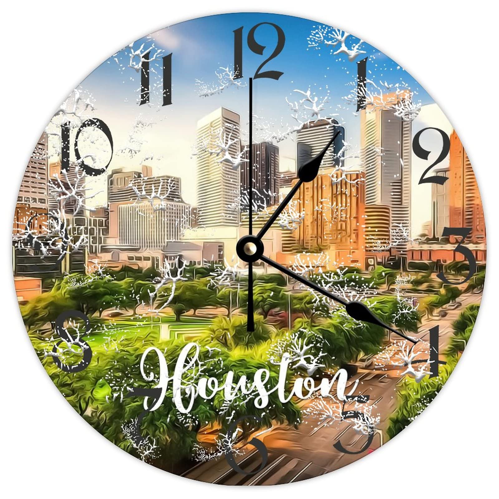Horloge silencieuse et sans tic-tac en bois ronde Houston