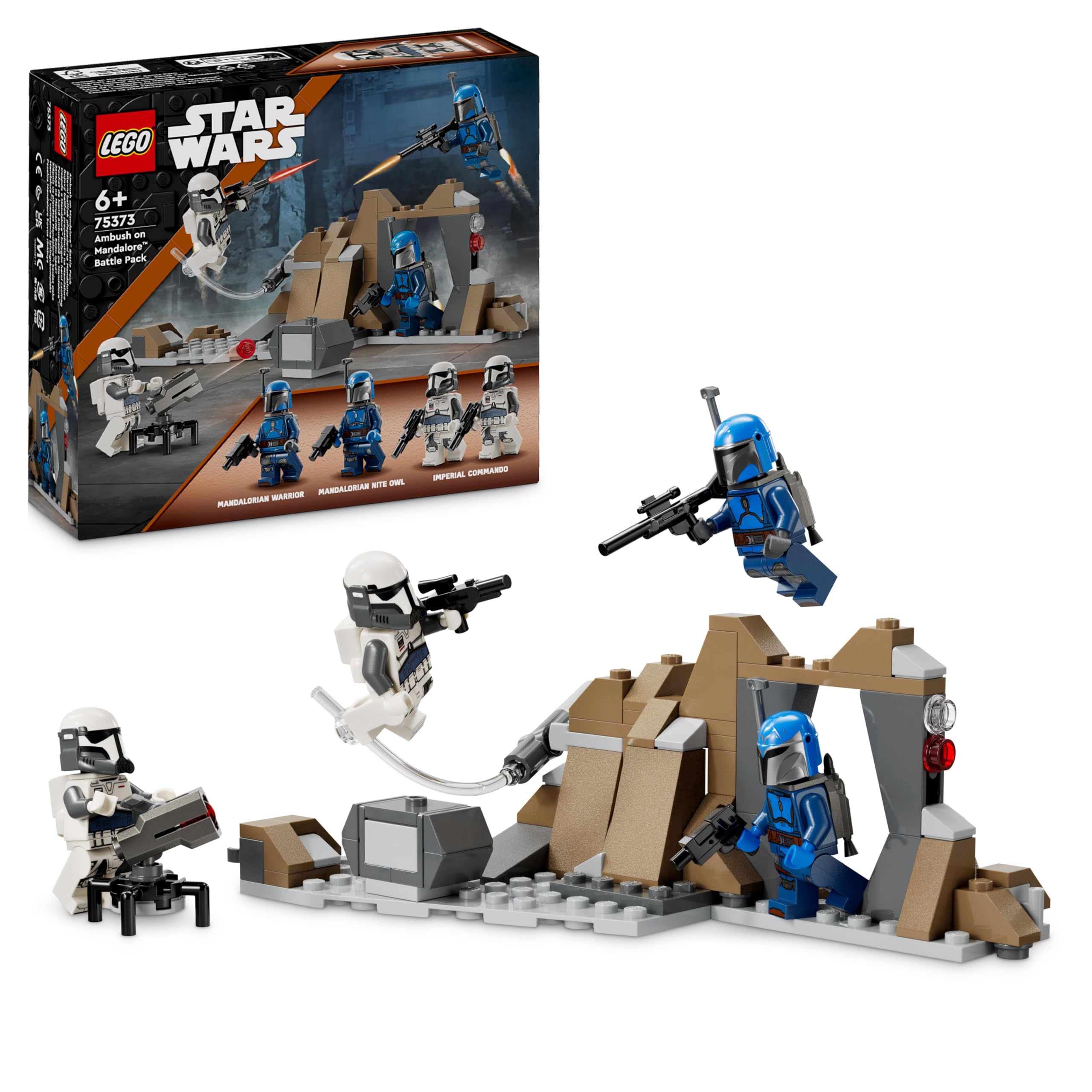 LEGOStar Wars: The Mandalorian Ambush on Mandalore Battle Pack, Building Toy for 6 Plus Year Old Boys & Girls, with 4 Character Minifigures, Small Creative Gift for Kids 75373
