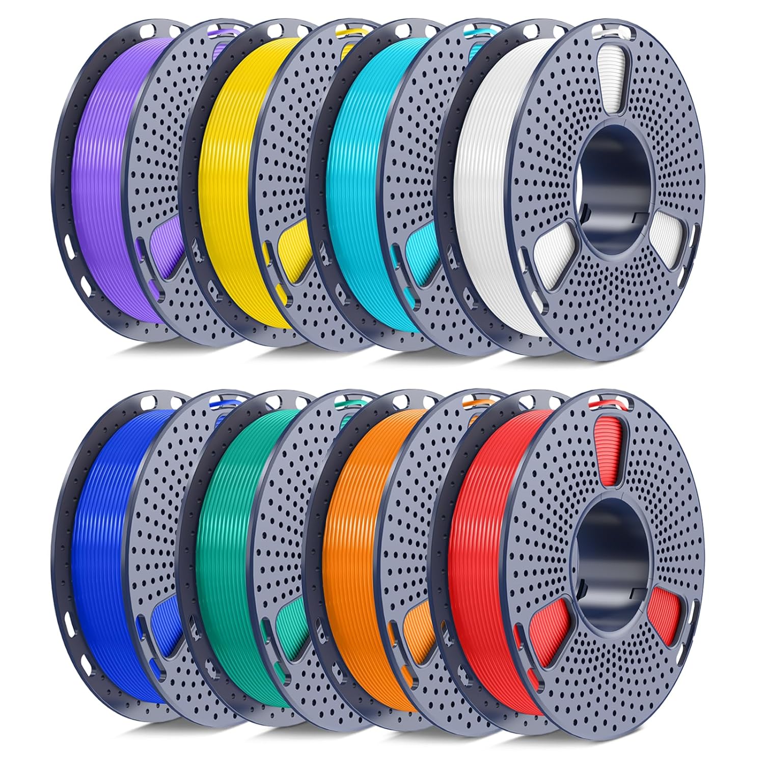 250g PLA Filament 1.75mm Bundle, SUNLU 3D Printer Filament Neatly Wound, Individually Vacuum Packed, 250g Spool, 8 Rolls, White+Red+Orange+Yellow+Green+Blue+Cyan+Purple A-pla-8x250g-white+red+orange+yellow+green+blue+cyan+purple