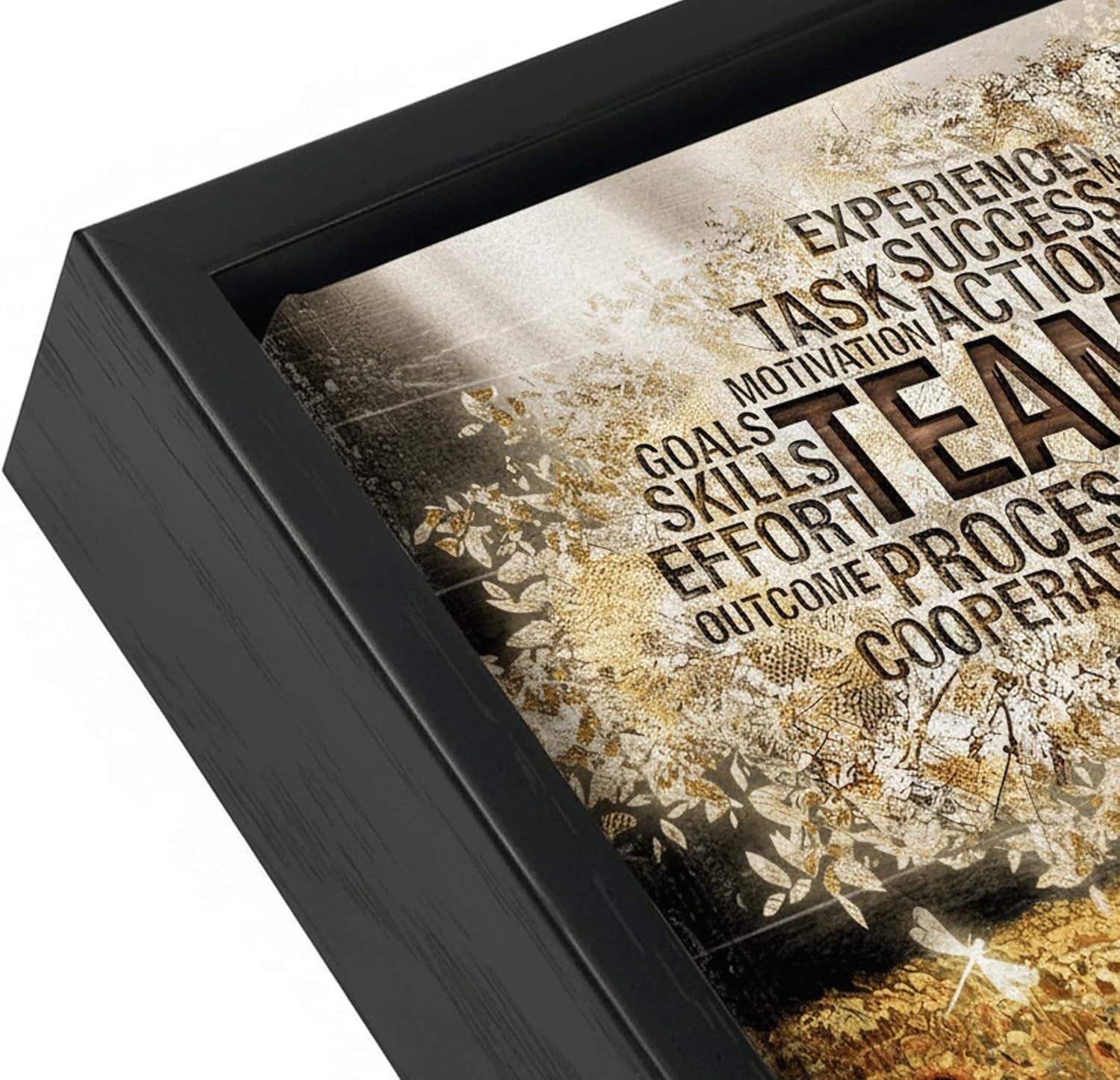 Framed Teamwork Tree Canvas Wall Art Inspirational Office Wall Decor Picture Motivation Positive Quotes And Sunflower Poster Print Painting for Living Room Bedroom Classroom Home Decoration