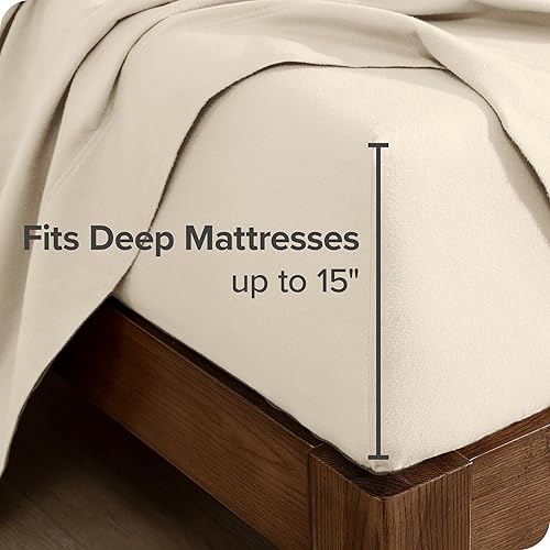 Miniatura 5 de Bare Home Sábana bajera ajustable de franela 100% algodón, aterciopelada suave y pesada, franela de doble cepillado, bolsillo profundo (Queen, arena)