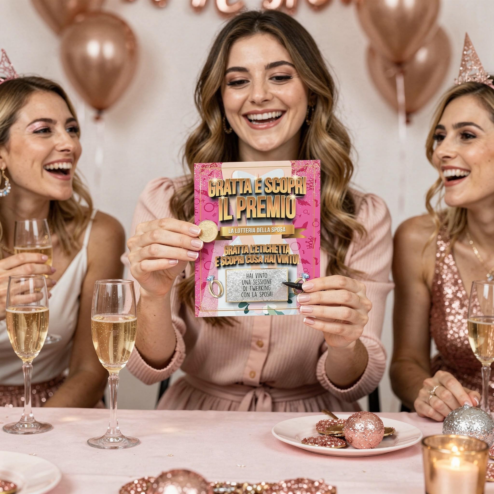 KAÏDENSÏ Gadget Addio al Nubilato - 8 Gratta e Vinci Team Bride - Giochi Addio al Nubilato Divertenti - Kit Accessori Scherzi per Futura Sposa e Amiche