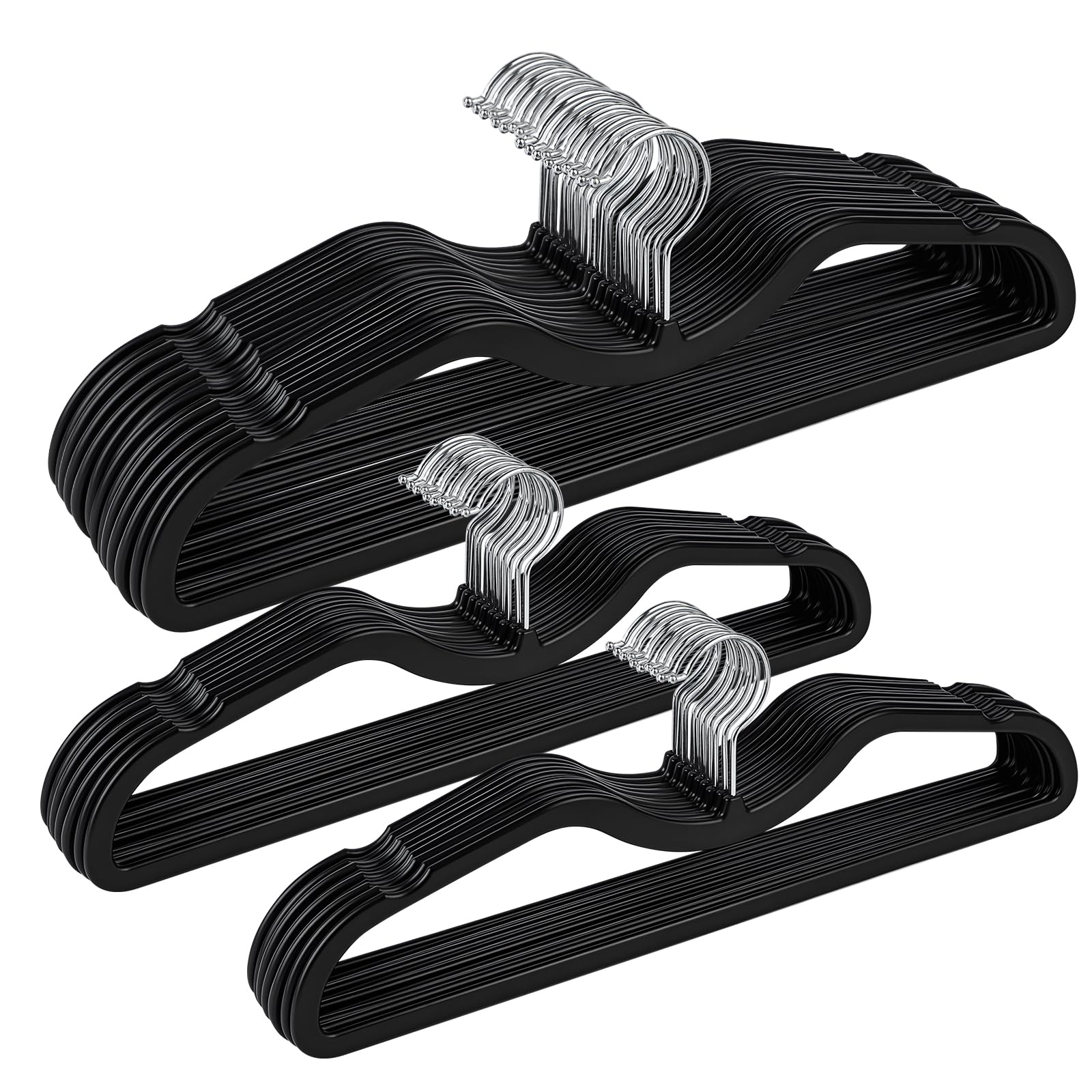 Plastic Hangers 40 Pack Ultra-Thin Space-Saving ABS 360° Swivel Hook Ideal for Closet Organization Fits Coats Shirts Dresses & More (40, Black)