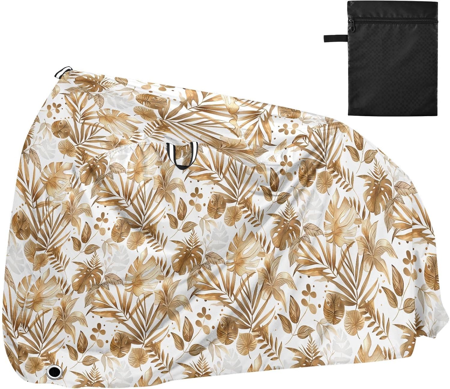 ALAZA Brown Gold Palm Leaves Bike Cover Waterproof Outdoor Ebike Bicycle Covers Tarp Protection for 1/2 Bikes, Sun UV Dust Wind Proof