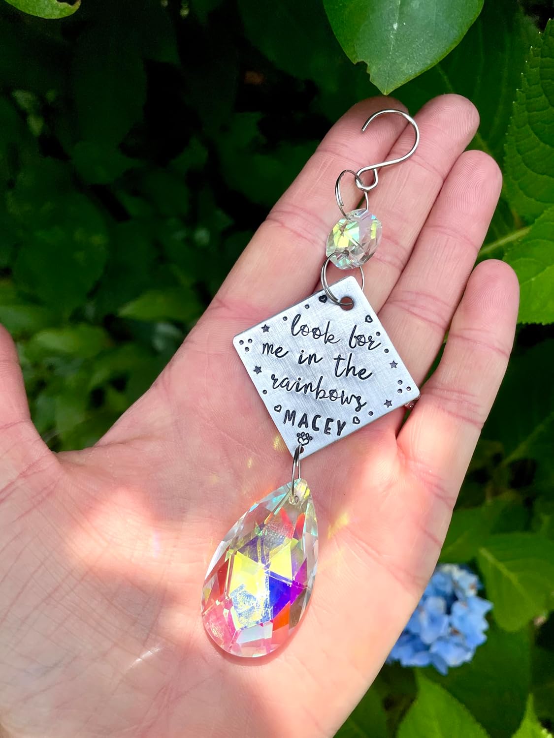 Custom Pet Memorial Rainbow Bridge Crystal Suncatcher, Personalized Pet Loss Remembrance Gift, Handmade Keepsake Sympathy Gift with Iridescent Crystals
