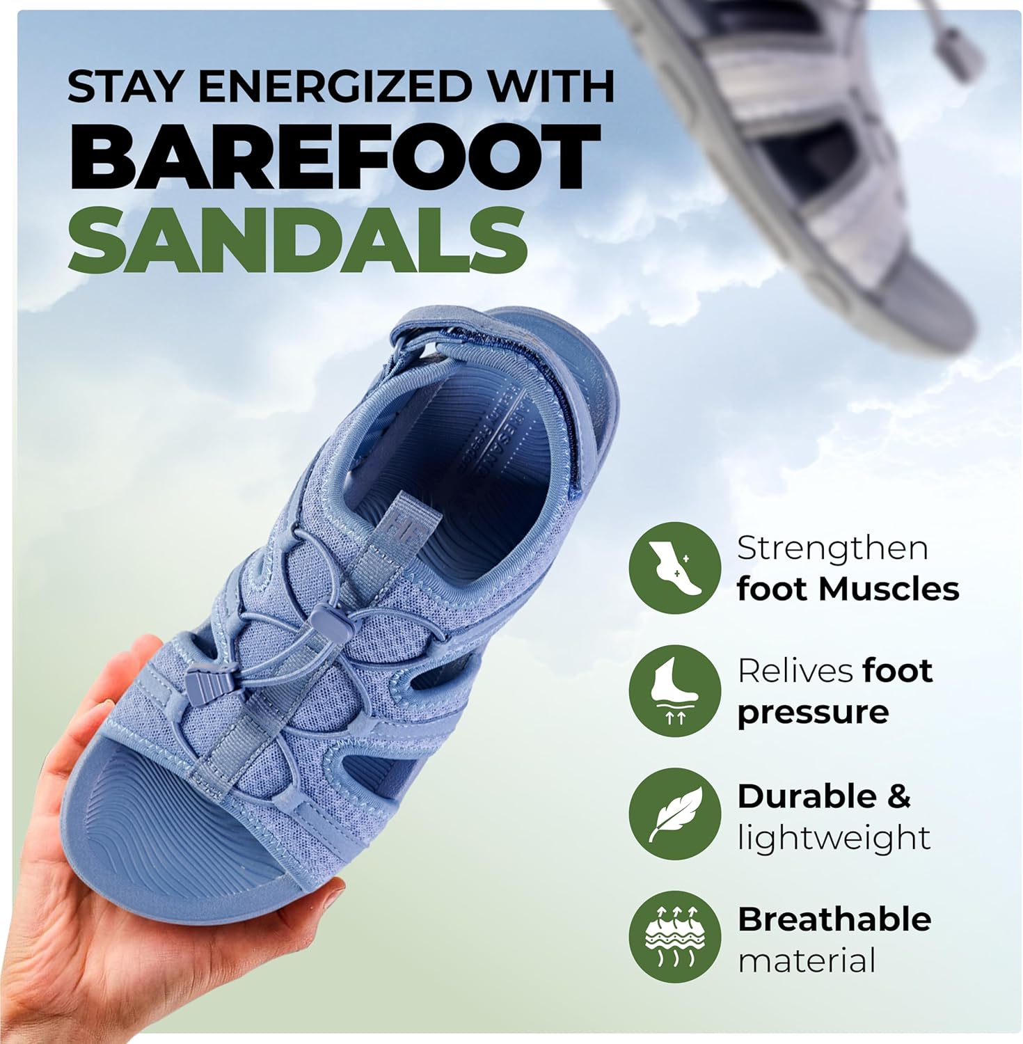 Hike Footwear HF BareSandals I – Barefoot Sandals for Men & Women, Minimalist Walking Shoes With Arch Support, Zero-Drop Sole, Lightweight Flexible Summer Daily Footwear - Image 2