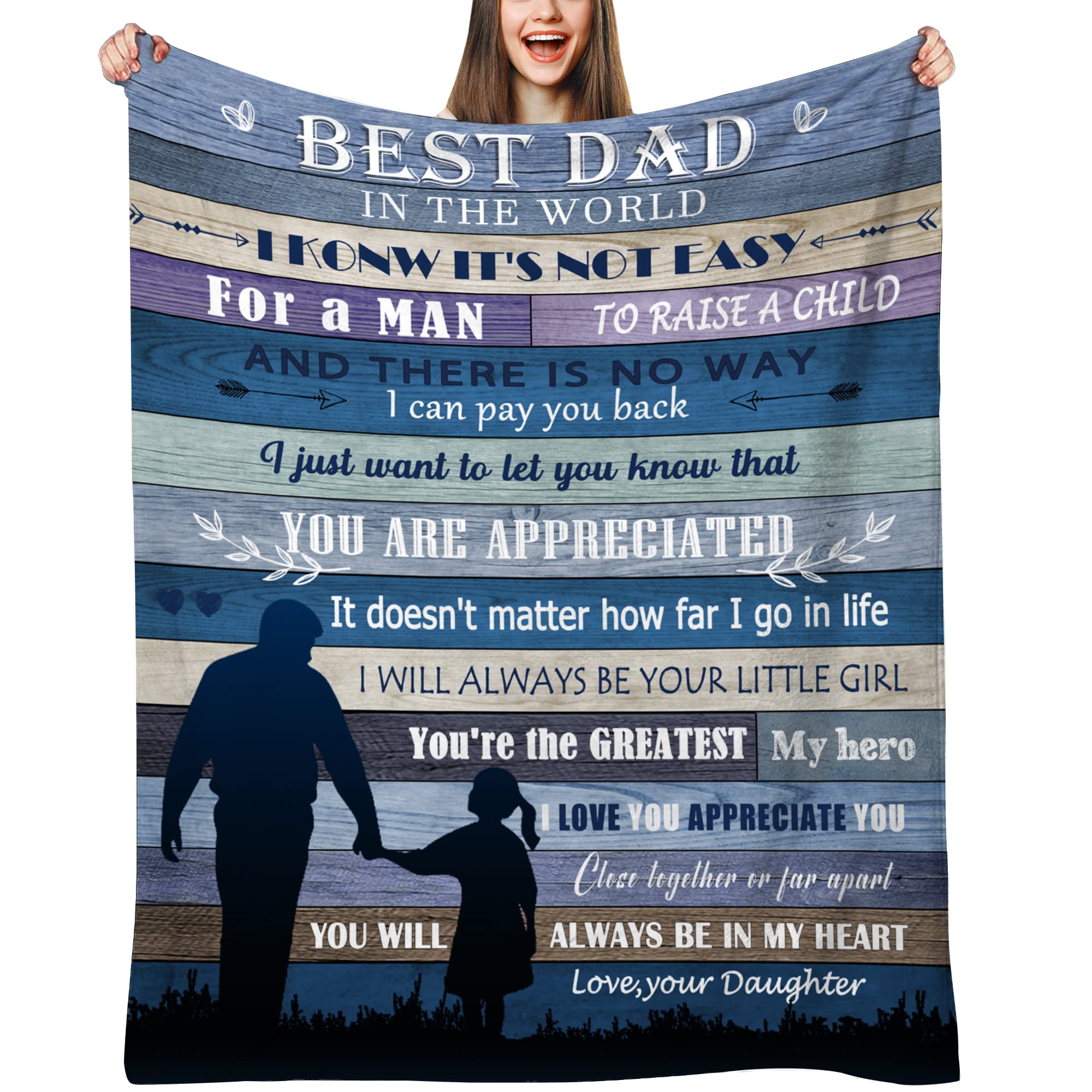 Dad Gifts from Daughter Best Dad Blanket, Gifts for Dad from Daughter