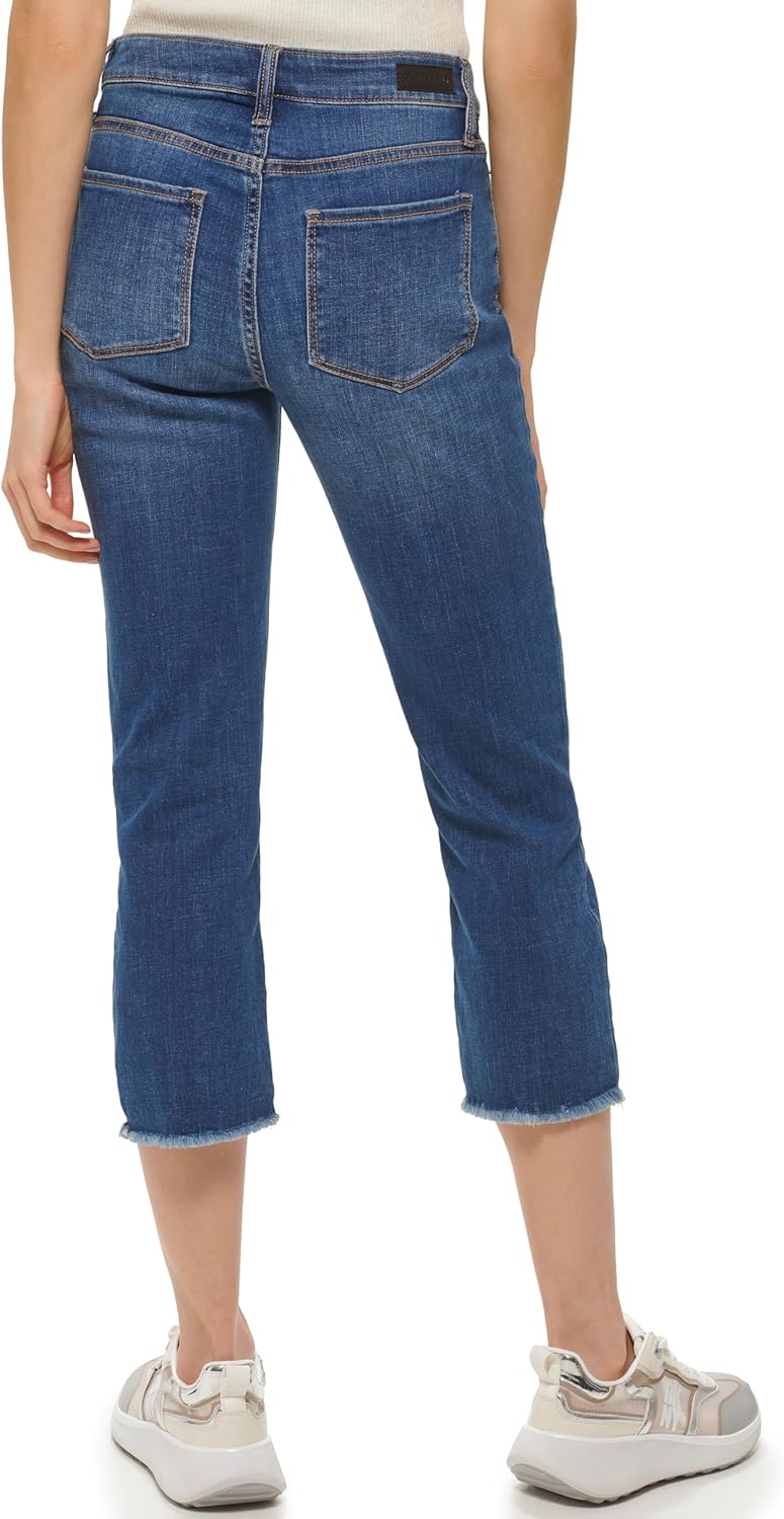 DKNY Womens Slim Straight Crop Jeans - Image 3