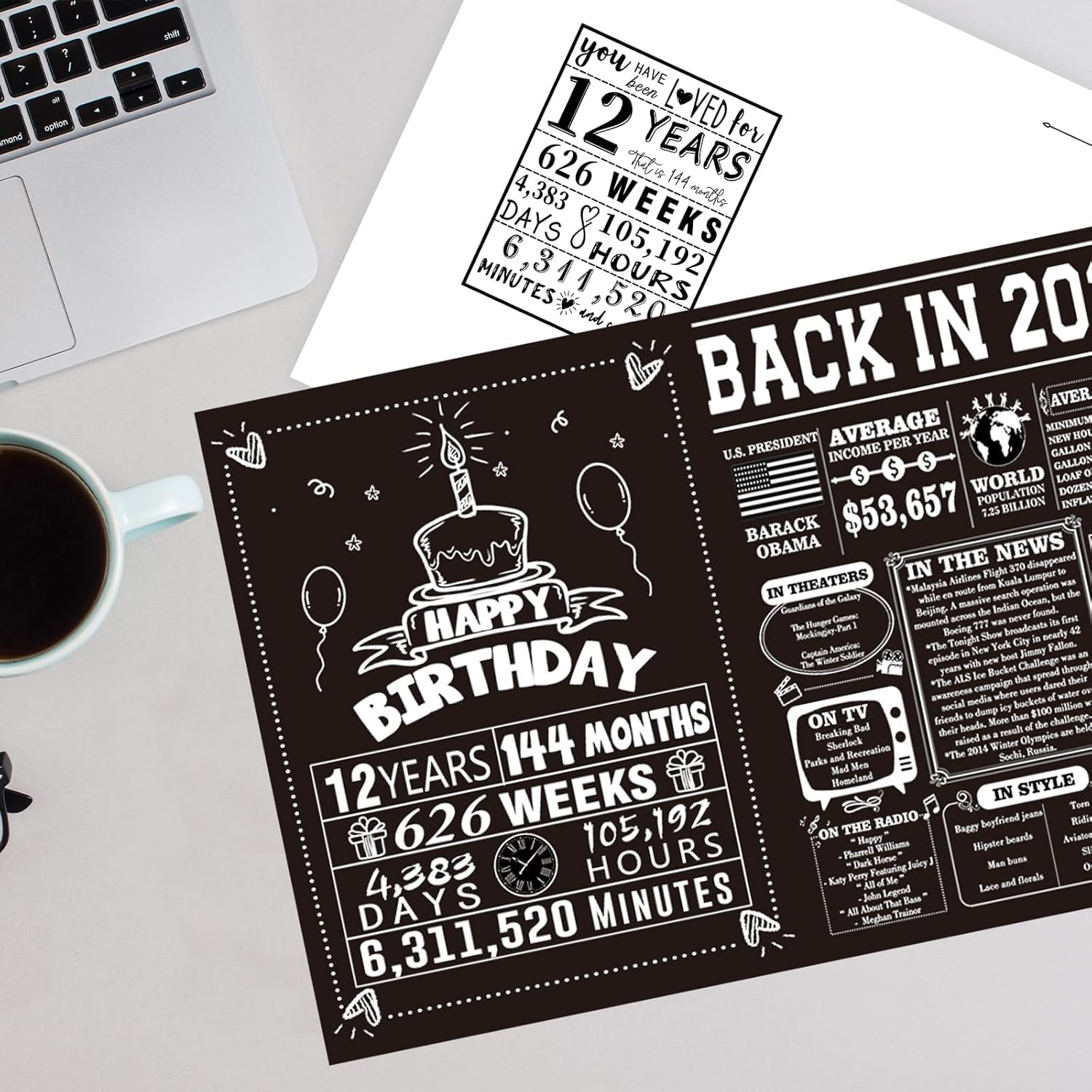 Happy 12th Birthday Card for Boys Girls, Sweet 12 Years Old Birthday Gifts for Daughter Son from Dad Mom, Cool 12th Bday Decoration Ideas