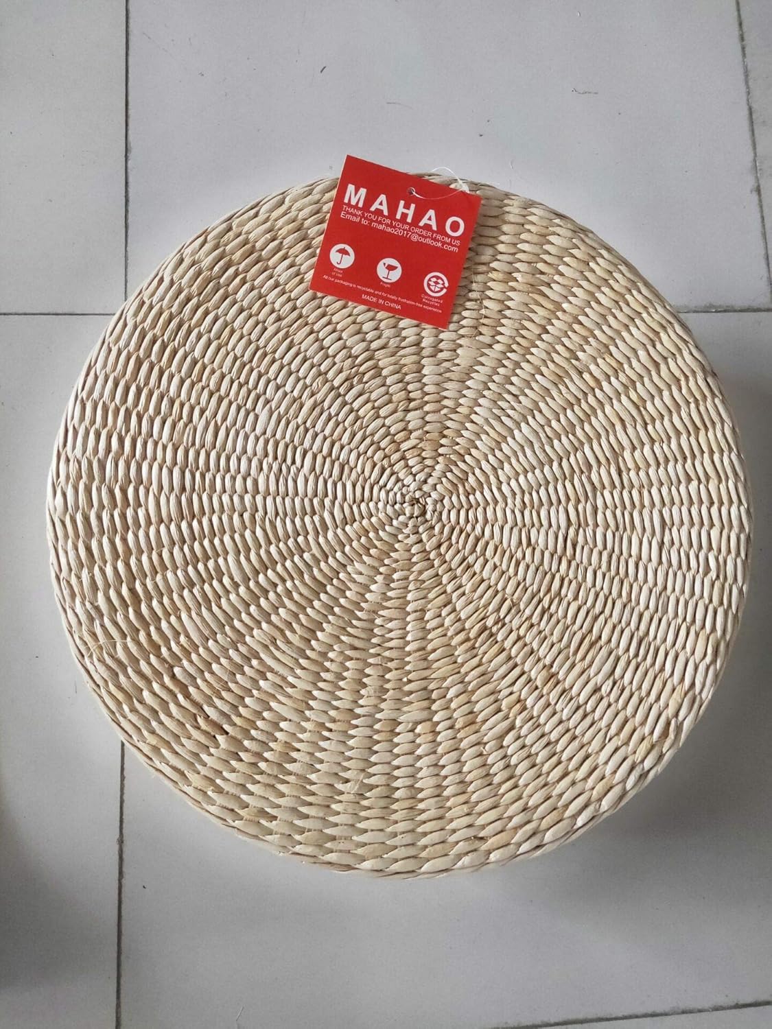 Handcrafted Japanese Tatami Seat Cushion - Eco-Friendly Corn Husk Straw Floor Pad, Padded 19.7" Round Chair Cushion for Meditation & Home Decor