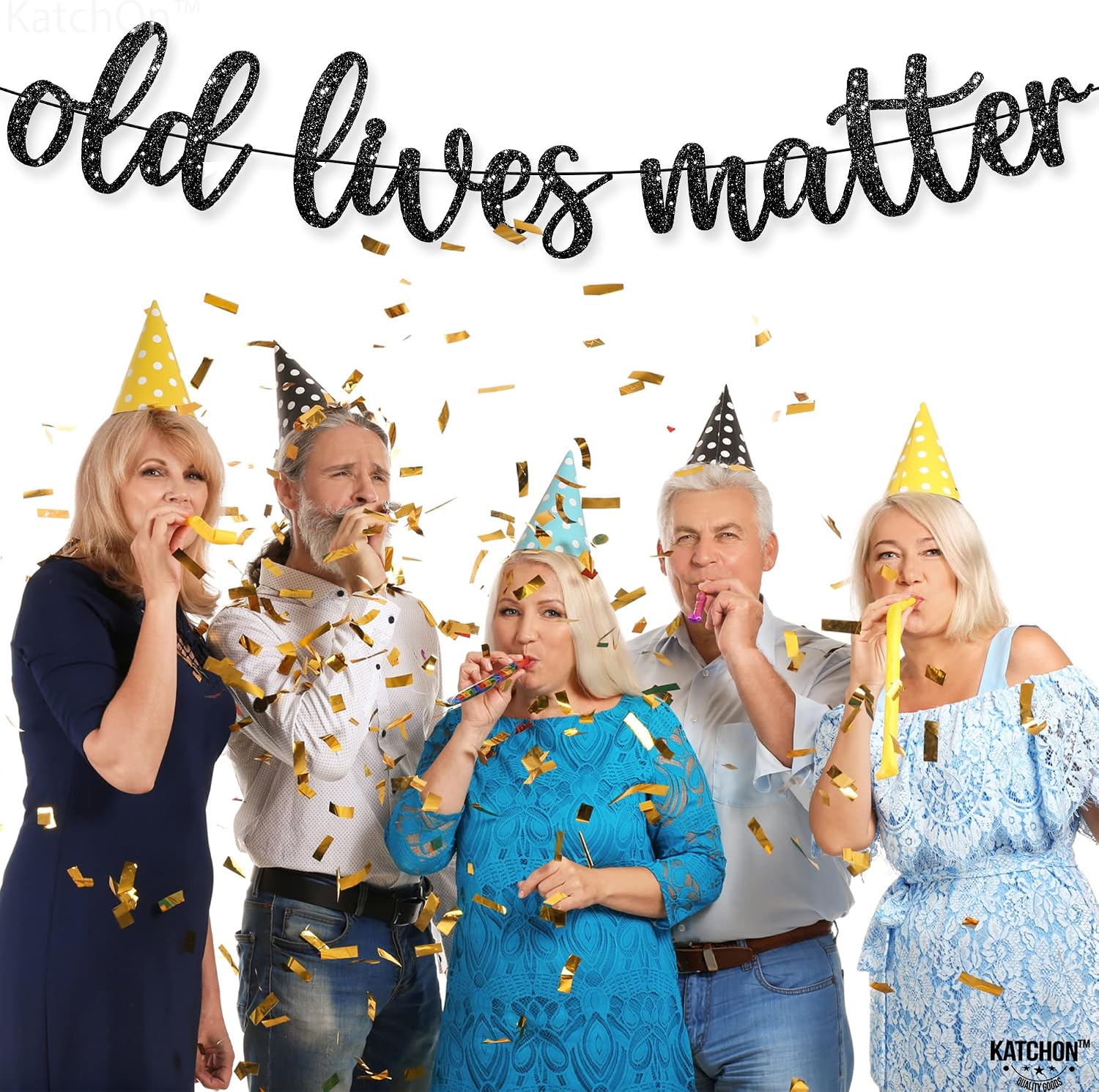 KatchOn, Black Old Lives Matter Banner - Glitter, 10 Feet | Retirement Party Decorations, 80th Birthday Decorations for Men | Black Old Lives Still Matter Banner for Funny Over The Hill Decorations