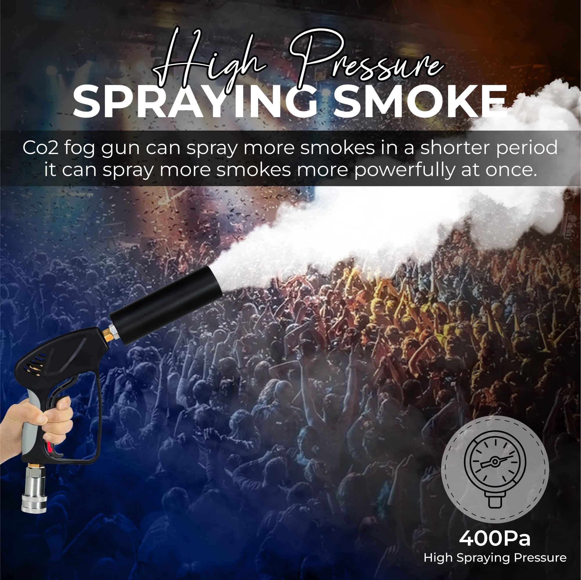 Gun per feste di CO2 con portata di 6 m, cavo da 3 m + tubo di uscita No-Frost | cannone da DJ di alta qualità | adatto per DJ Club Stage palcoscenico | Jet Machine (Mini Gun)