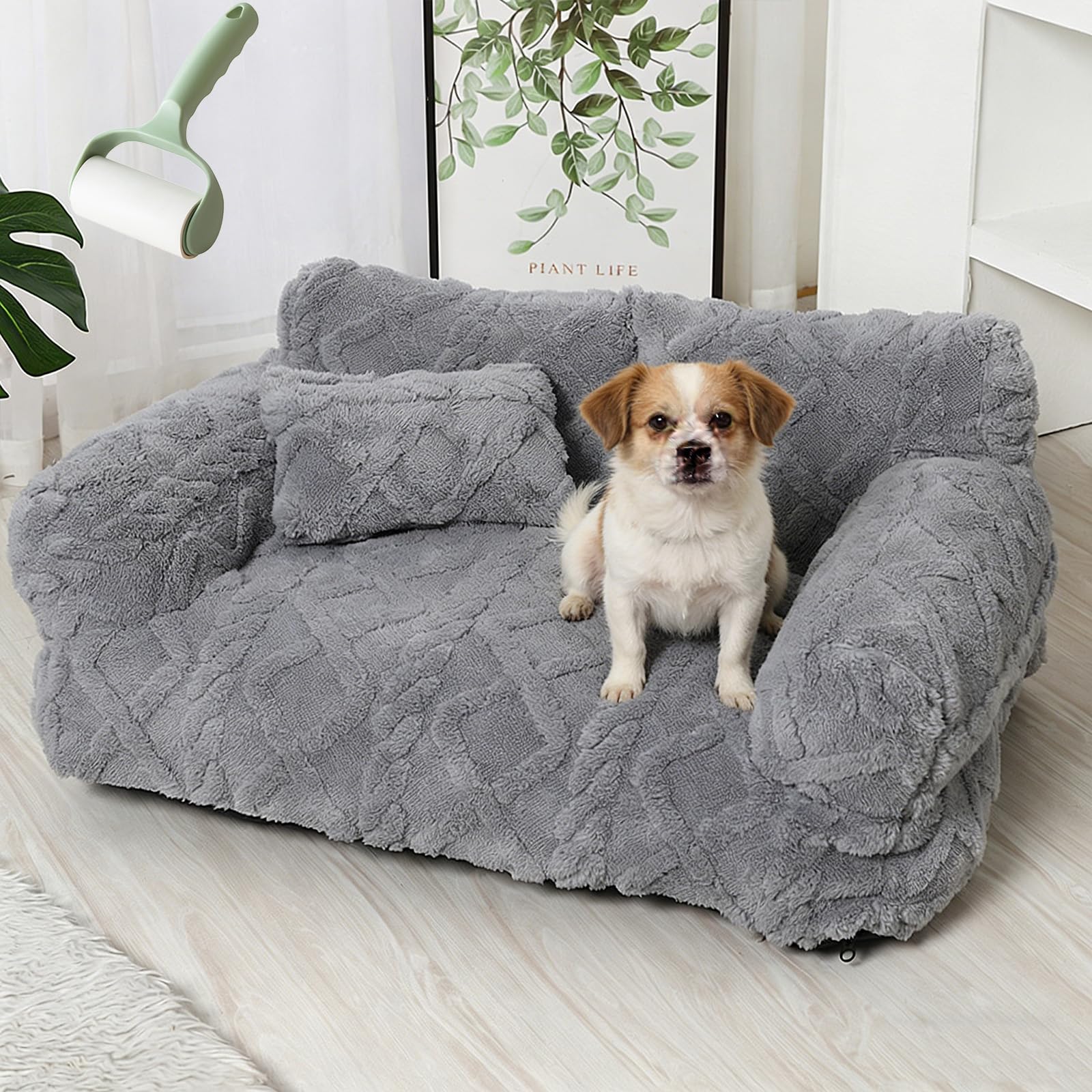 Qosigote Plush Calming Pet Sofa Bed, 2026 New Dog Sofa Bed, Removable And Washable, Flexibility And Grip Resistance, Supportive Dog Couch With Non-Slip Bottom, For Large Small Dogs & Cats (C,M)