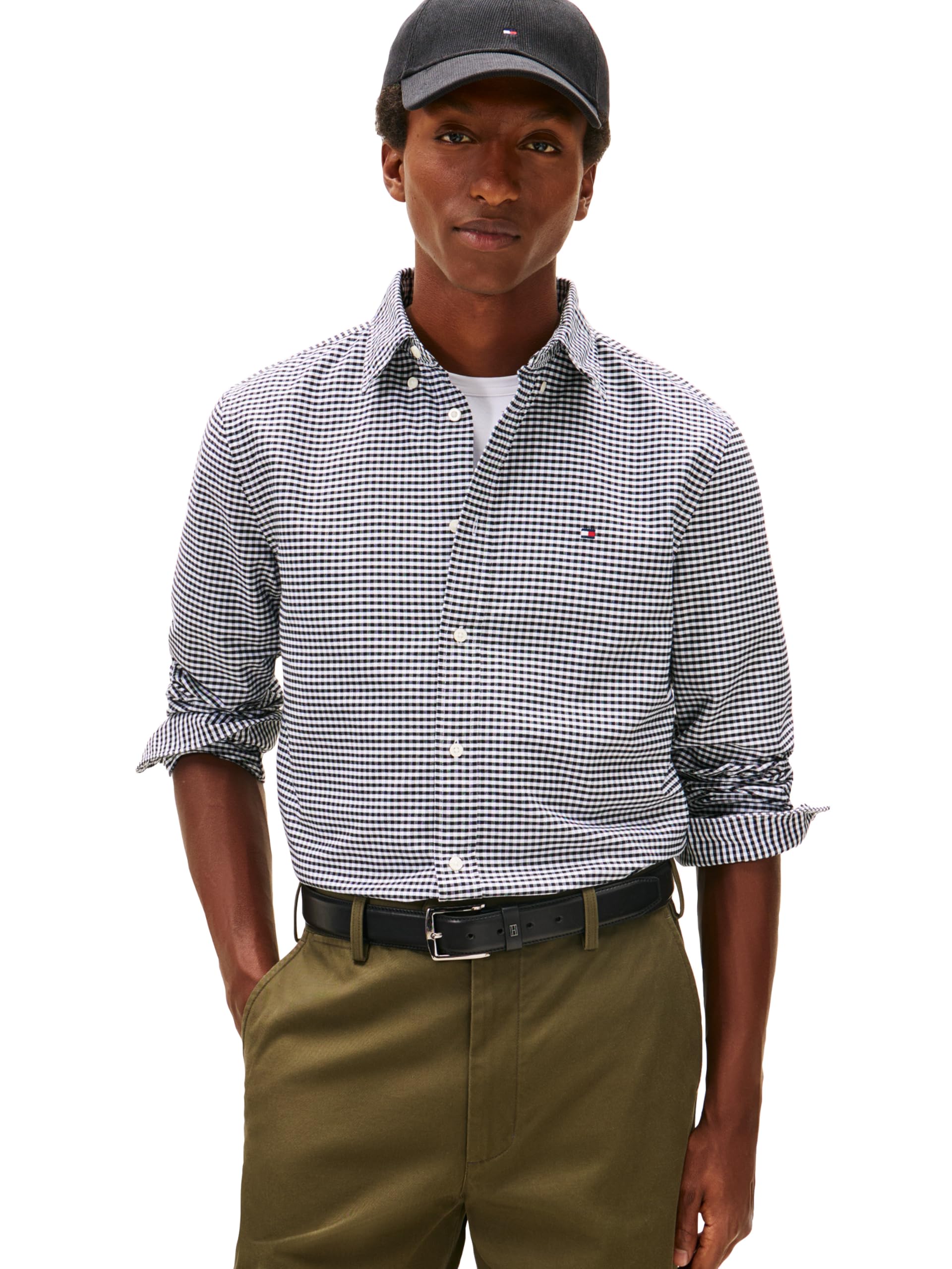 Tommy Hilfiger Men's Long Sleeve Oxford Shirts in Regular Fit, Men's Button Down Shirts, Also Available in Big and Tall
