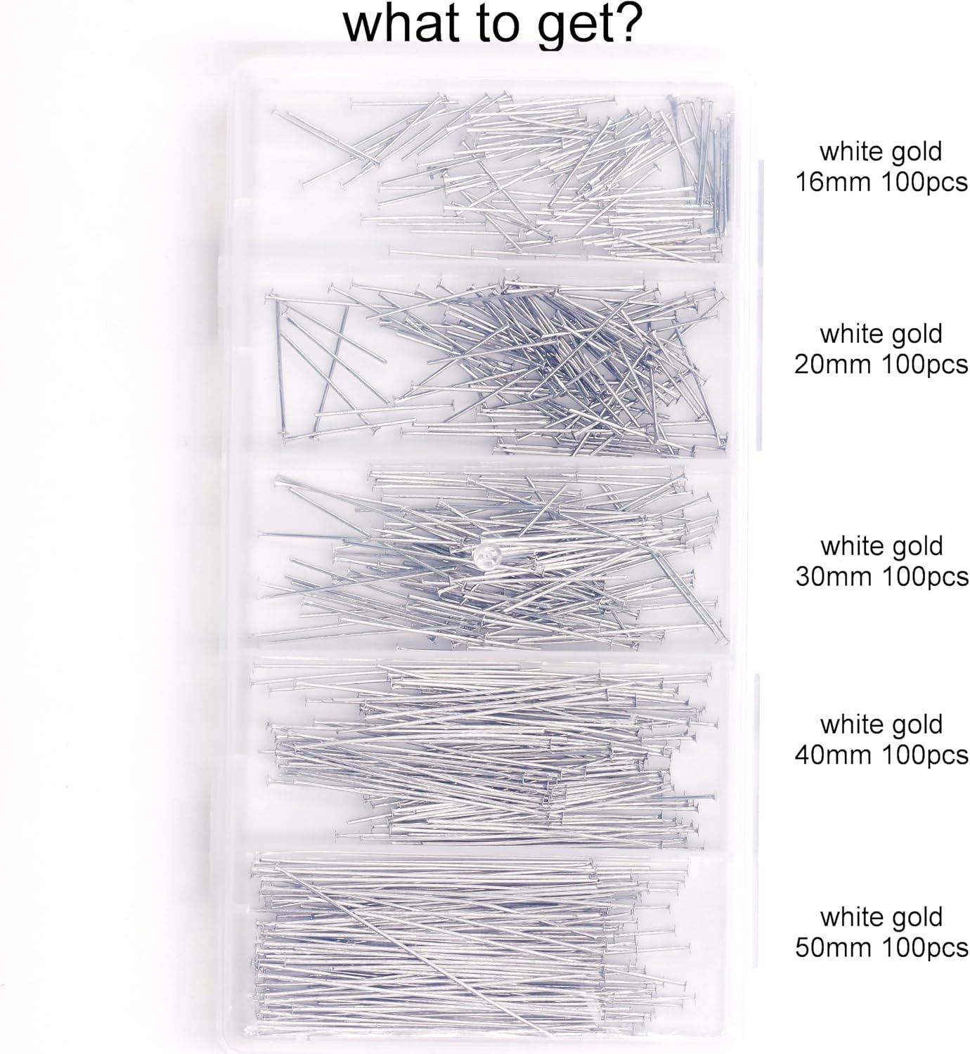 Excellent Quality Jewelry findings 500pcs Head pins for Jewelry Making White Gold 16-50mm