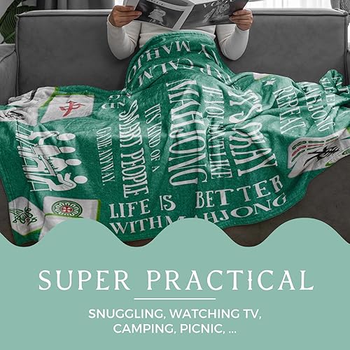 Miniatura 7 de Mahjong - Regalos para mujeres y hombres, divertida manta de franela Mahjong para los amantes de Mah Jongg, 50 x 65 pulgadas, agradable a la piel,