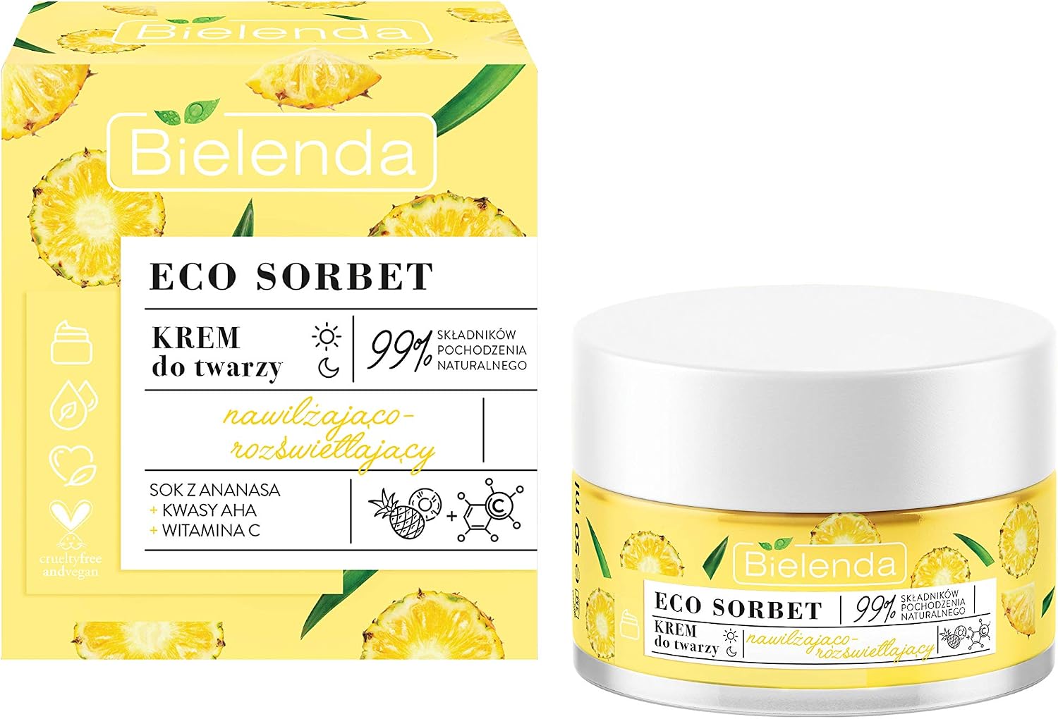 Bielenda - ECO SORBET - Moisturizing & Illuminating Face Cream - Moisturizing and brightening face cream - Pineapple - 50 ml - Image 3