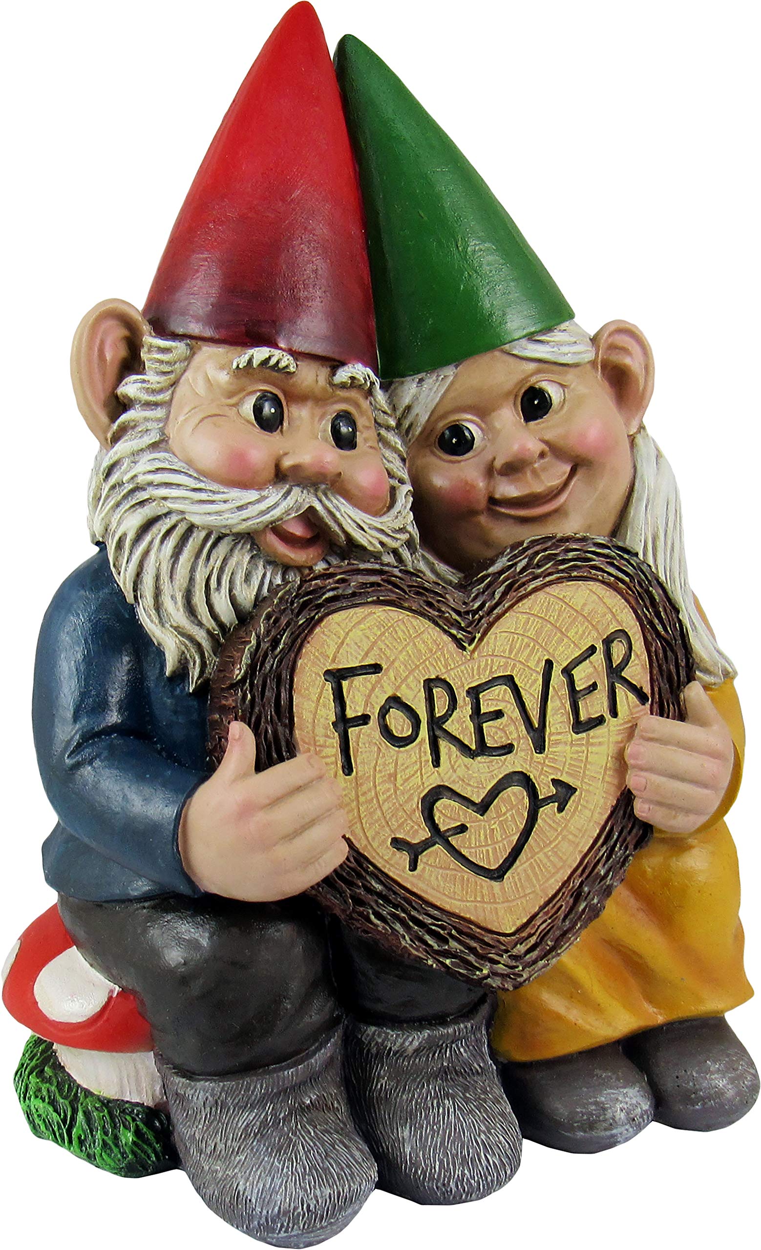 DWK Gnome & Forever – Adorable pareja de gnomos pintados a mano con forma de corazón para siempre, para interiores y exteriores, figura bonita romántica para el hogar, jardín, patio, césped, 6.5