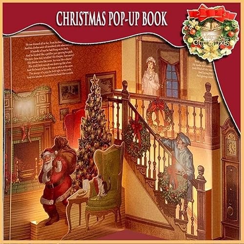 Miniatura 3 de The Night Before Christmas - Libro emergente, juego de juguetes de Papá Noel, ilustración 3D con luz y sonido, libro de cuentos de música de