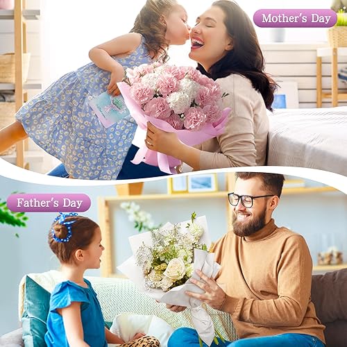 Miniatura 7 de REAXYZNN 20 hojas de papel de regalo de flores, papel de regalo floral impermeable con tarjetas para manualidades de bricolaje, suministros de