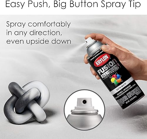 Miniatura 4 de Krylon K02753007 Fusion - Pintura en aerosol todo en uno para uso en interiores y exteriores, blanco satinado, 12 onzas (paquete de 2)