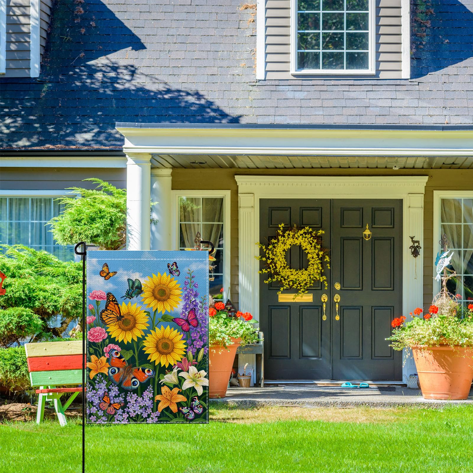 wyooxoo Spring Summer Floral Garden Flag 12x18 Inch Double Sided Seasonal Burlap Farmhouse Garden Flag Outside Small Yard Flag - 4