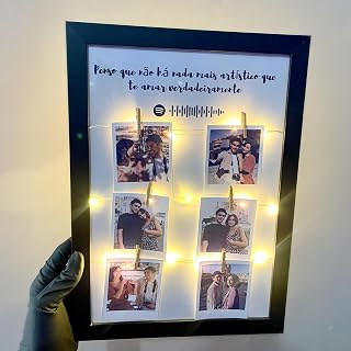 Quadro LED Personalizado com suas Fotos, Frase e Música spotify - Presente para Namorada, Presente de namorados