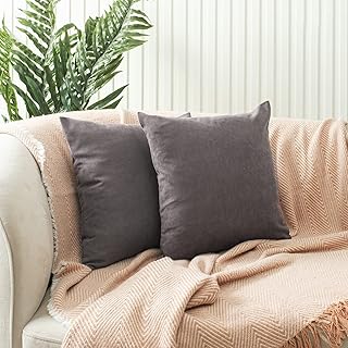 ÖZENEV Ölçü Seçenekli 2'li Kırlent Kılıfı Dekoratif Düz Sade Kadife Dokulu Punch Yapılabilir 50x50 cm Gri