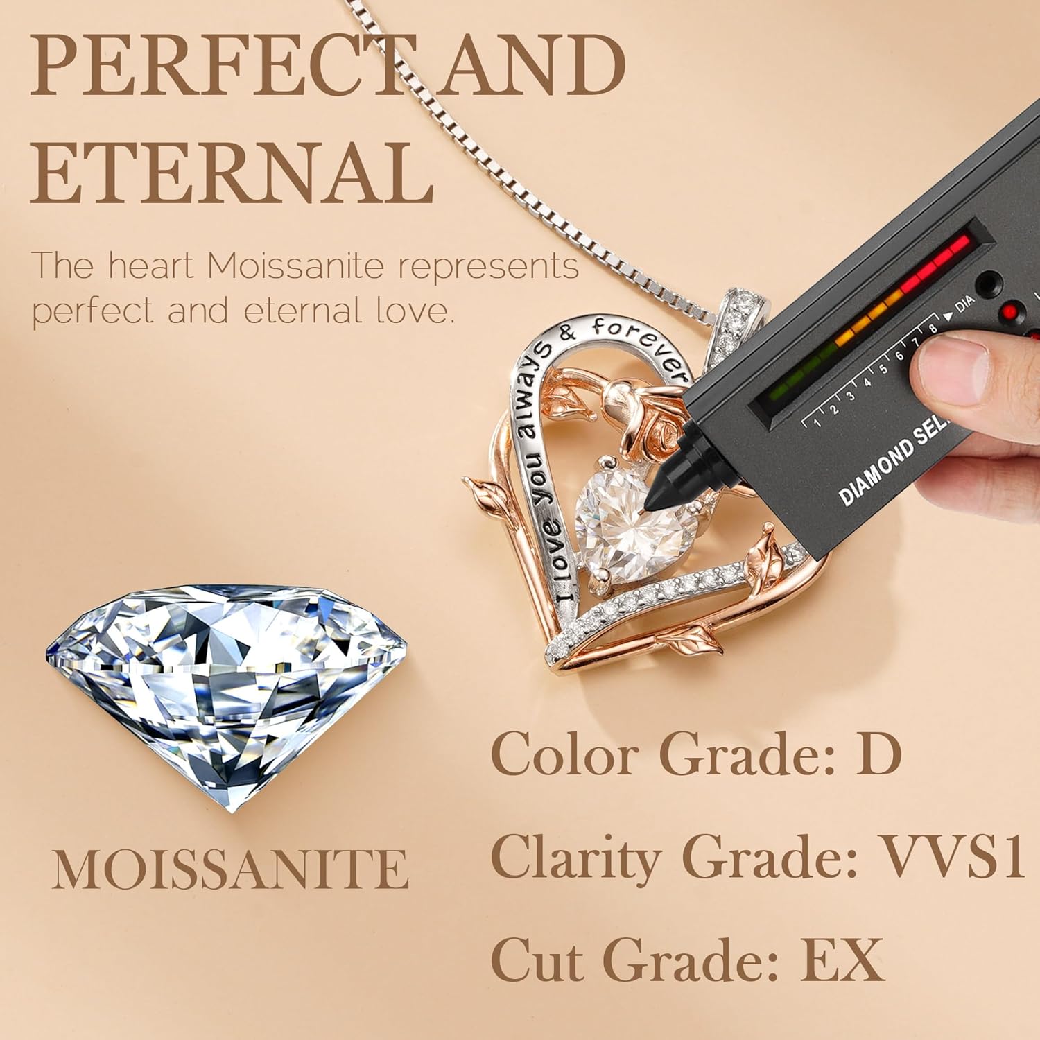 MOOSEA Personal Gifts for Wife - Sterling Silver Moissanite Necklace Anniversary Eternity Jewelry Present, Birthday Gift for Women Her, Personal Gifts Mom Grandma Friend Sister - Image 6