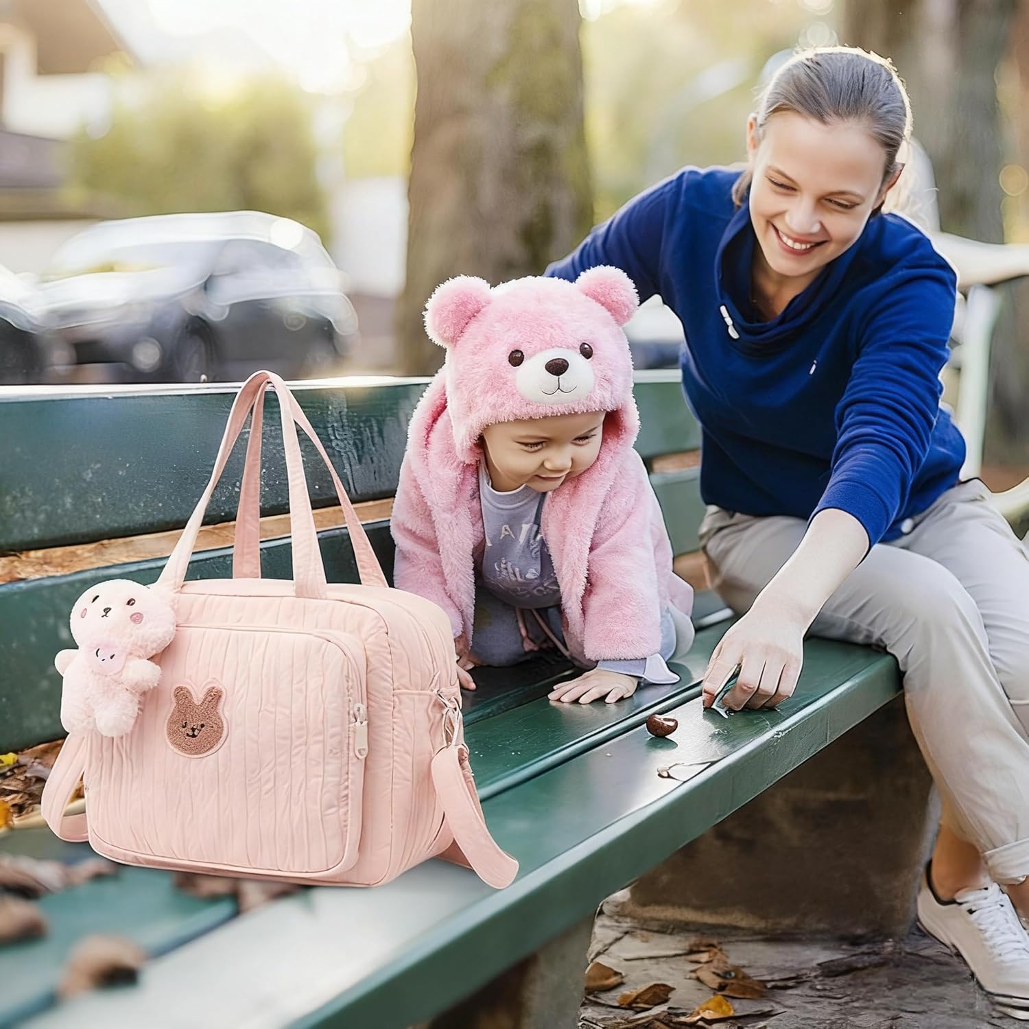 Lushandy Baby Diaper Bag Tote, Mom Bag Crossbody Diaper Bags Baby Travel Bags for Girl Pañaleras Para Bebe (Pink, Large) - Image 2