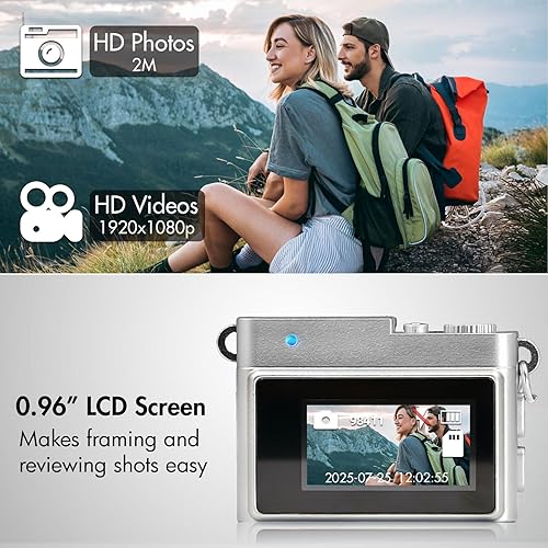 Miniatura 4 de Mini cámara con llavero, pequeño broche retro, cámara digital pequeña de 1080P con tarjeta de 32 GB, grabadora de video de bolsillo nostalgia