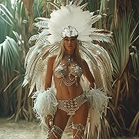 Vista 32 de HOMELEX Tocado de plumas negras para mujer, accesorios de carnaval caribeño