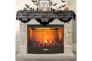OurWarm Halloween Mantel Scarf Black Lace Fireplace Mantel Decor