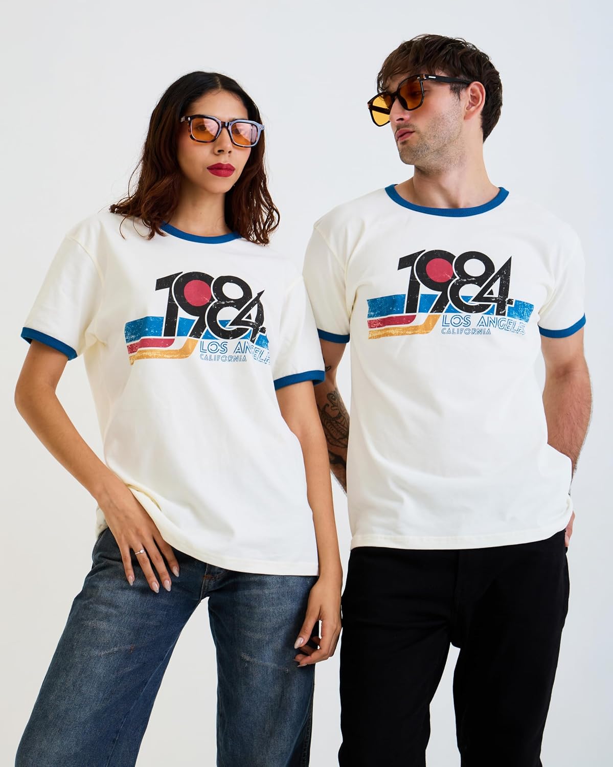 Design™ Ringer Retro Vintage Look Cotton T Shirt for Men and Women - Unique Design Urban Streetwear Fashion Tee Unisex