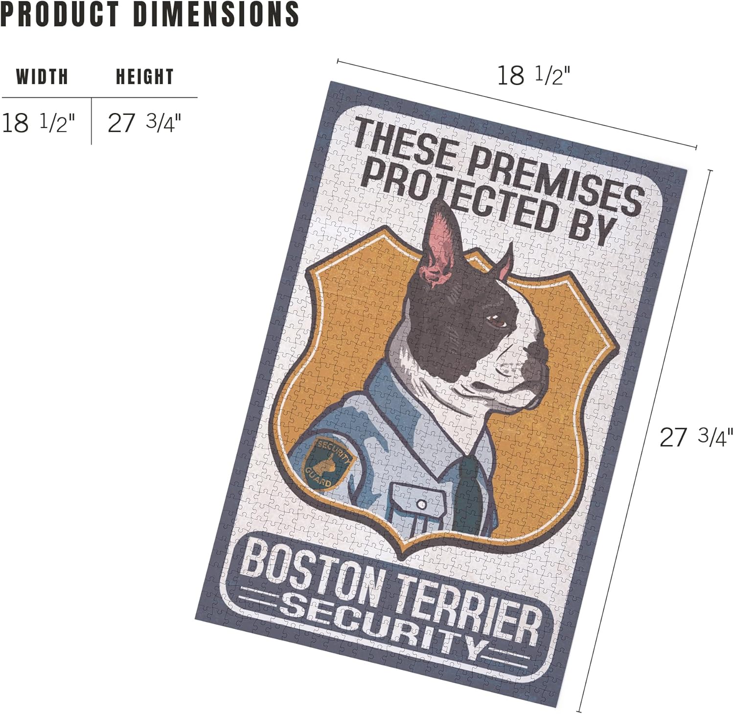 Lantern Press Boston Terrier Security, Dog Sign 1000 Piece Jigsaw Puzzle for Adults, Made in USA with Reference Poster