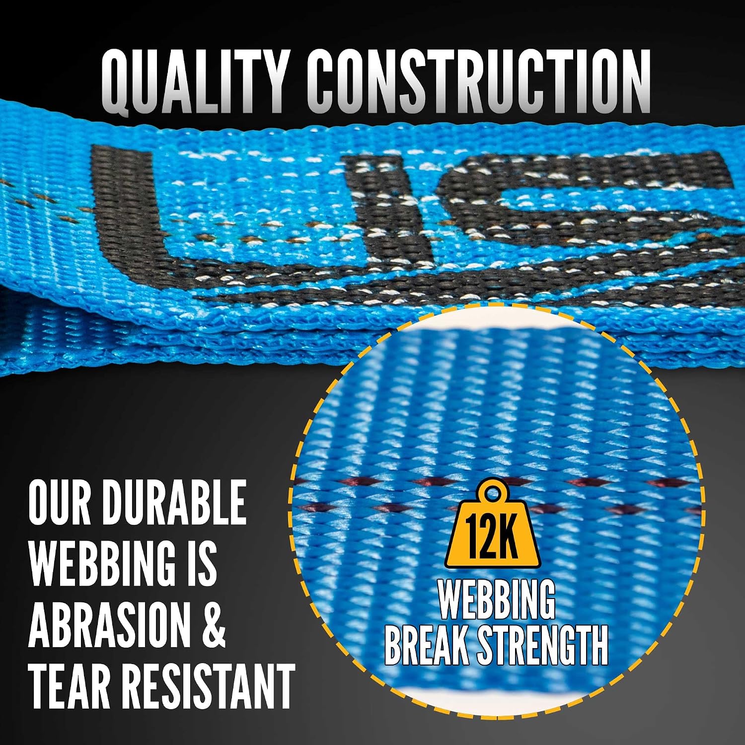 US Cargo Control 2 Inch Wide x 18 Foot Long Heavy Duty Ratchet Strap with J Hooks, Blue Weather Resistant Webbing, 3,333 Pound Working Load Limit